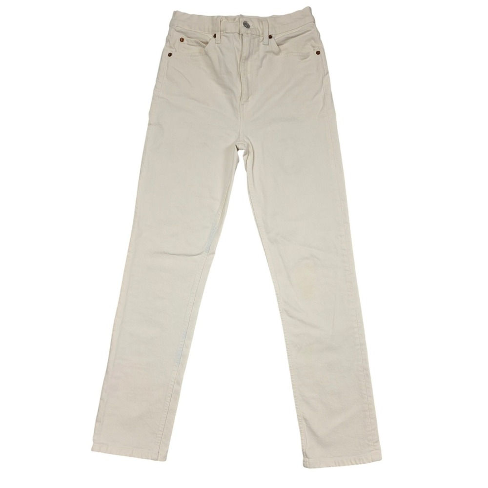 RE/DONE Straight Leg Jeans Women 28 Ivory High Rise Denim Classic Casual Neutral